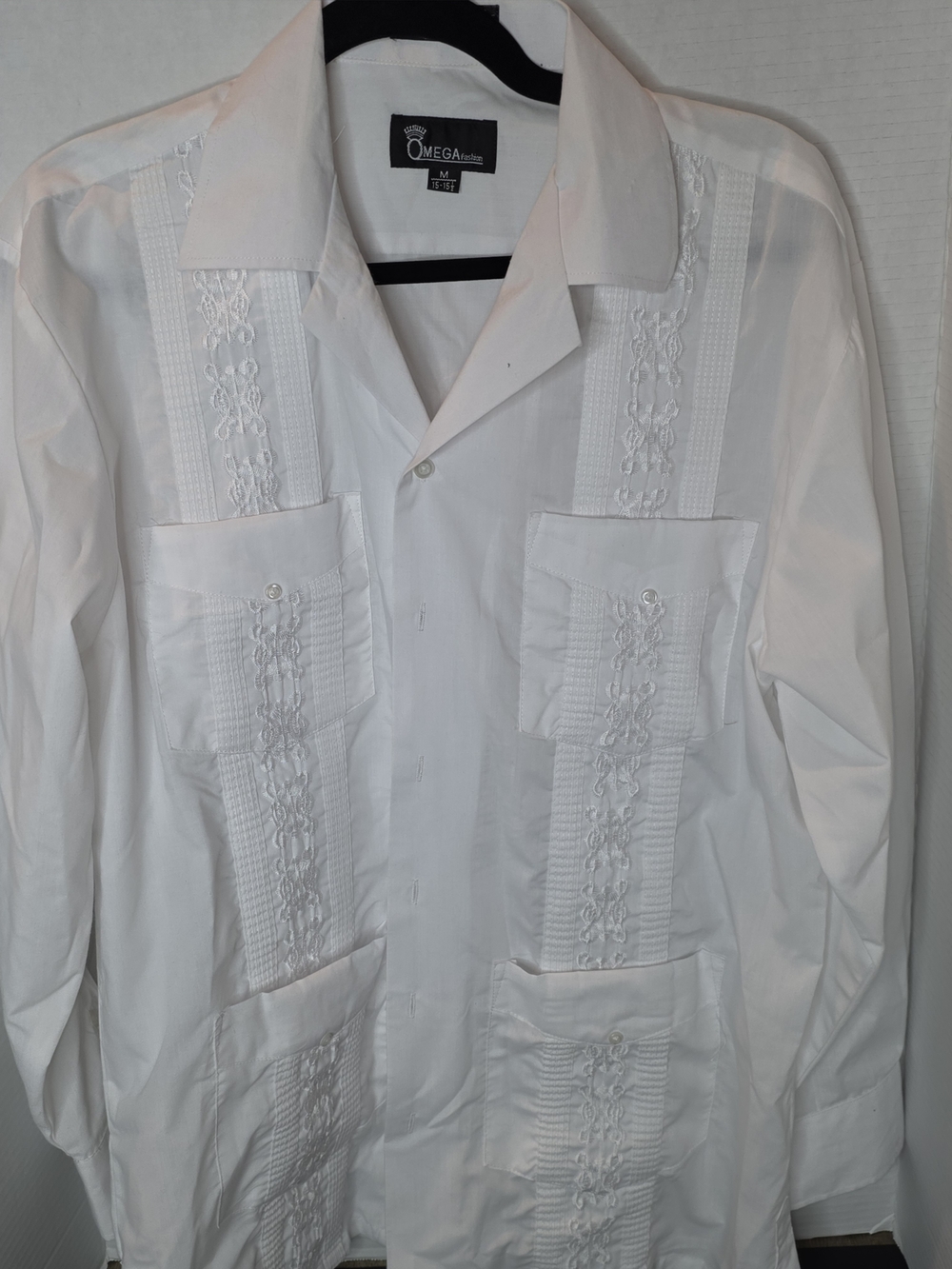 Omega Men’s White Guayabera Shirt